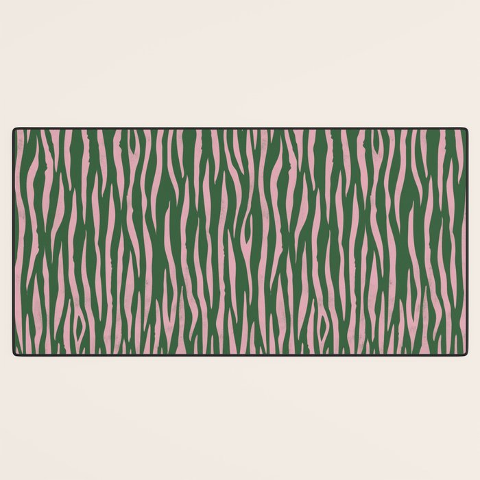 Tiger Stripes In Pink And Green Desk Mat Gallery Image 3