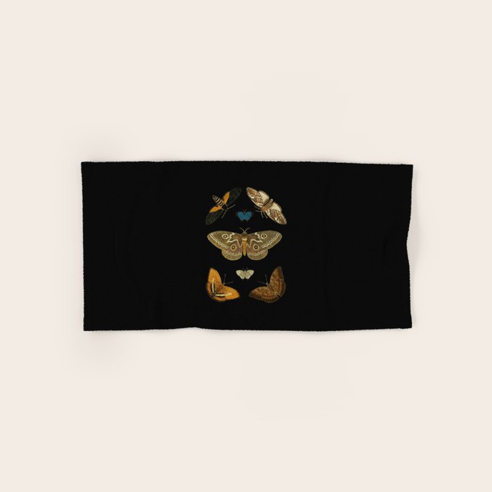 Moths Butterflies In Darkness Vintage Scientific Illustration Encyclopedia Diagram Bath Towel Gallery Image 1