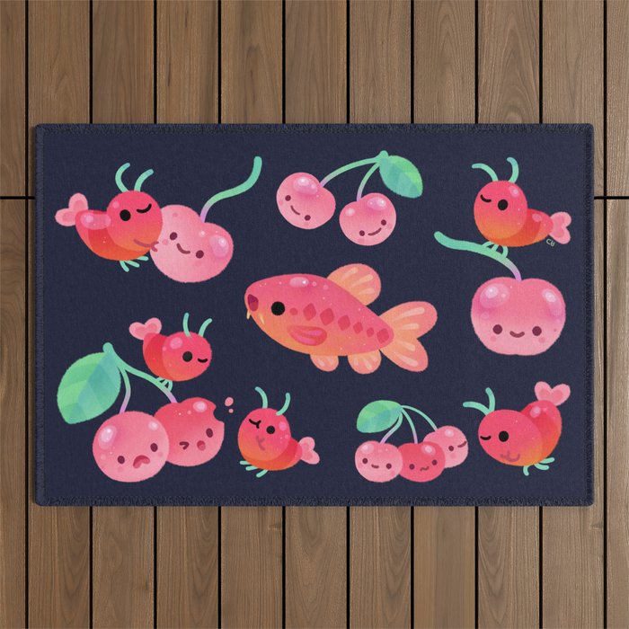Cherry shrimp and Cherry barb Outdoor Rug Gallery Image 1