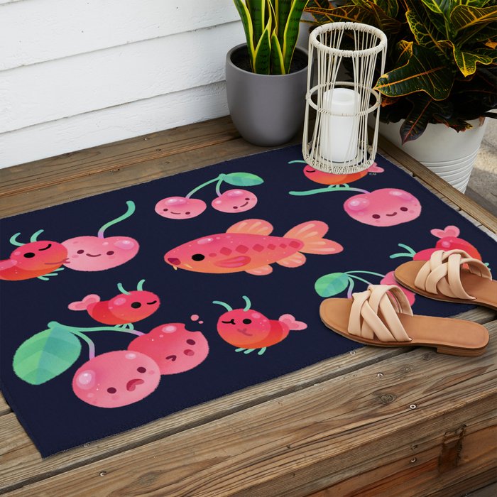 Cherry shrimp and Cherry barb Outdoor Rug Gallery Image 2