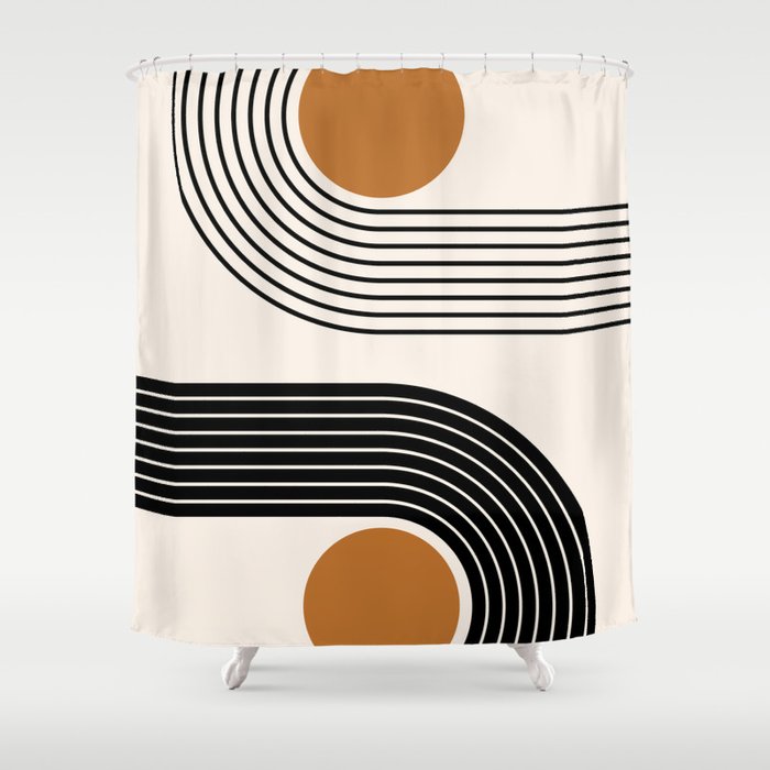 Minimalist Minimal Nesting Rainbow Race Tracks Bohemian Boho Mid Century Modern Trendy Art Shower Curtain Gallery Image 1
