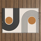 Minimalist Minimal Nesting Rainbow Race Tracks Bohemian Boho Mid Century Modern Trendy Art Outdoor Rug Gallery Image 1