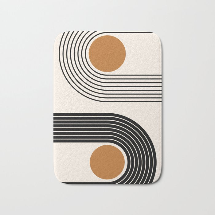 Minimalist Minimal Nesting Rainbow Race Tracks Bohemian Boho Mid Century Modern Trendy Art Bath Mat Gallery Image 1