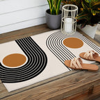 Minimalist Minimal Nesting Rainbow Race Tracks Bohemian Boho Mid Century Modern Trendy Art Outdoor Rug Gallery Image 2
