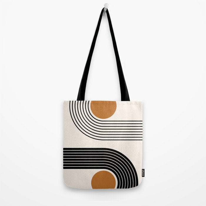 Minimalist Minimal Nesting Rainbow Race Tracks Bohemian Boho Mid Century Modern Trendy Art Tote Bag Gallery Image 2