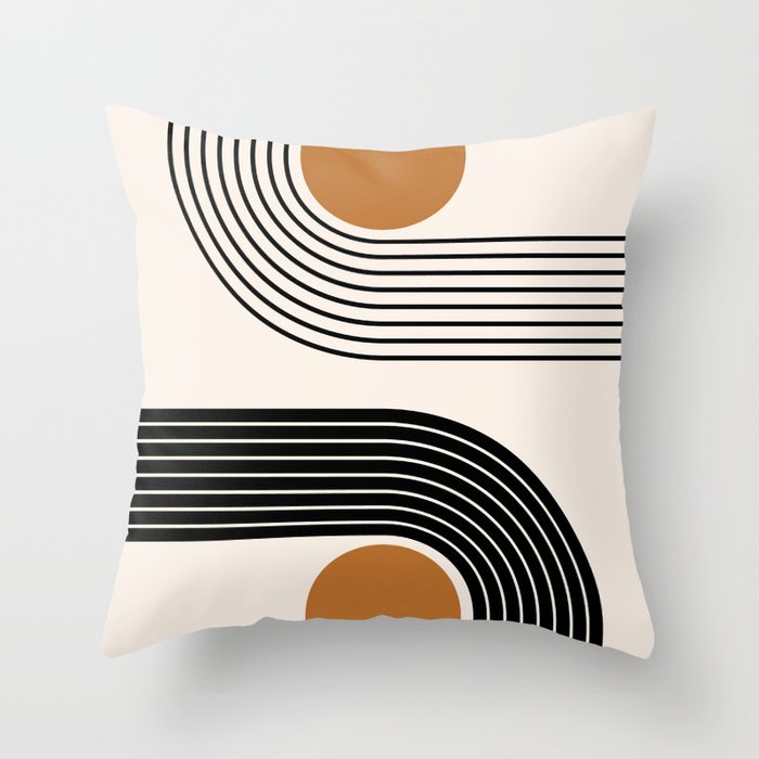Minimalist Minimal Nesting Rainbow Race Tracks Bohemian Boho Mid Century Modern Trendy Art Throw Pillow Gallery Image 6
