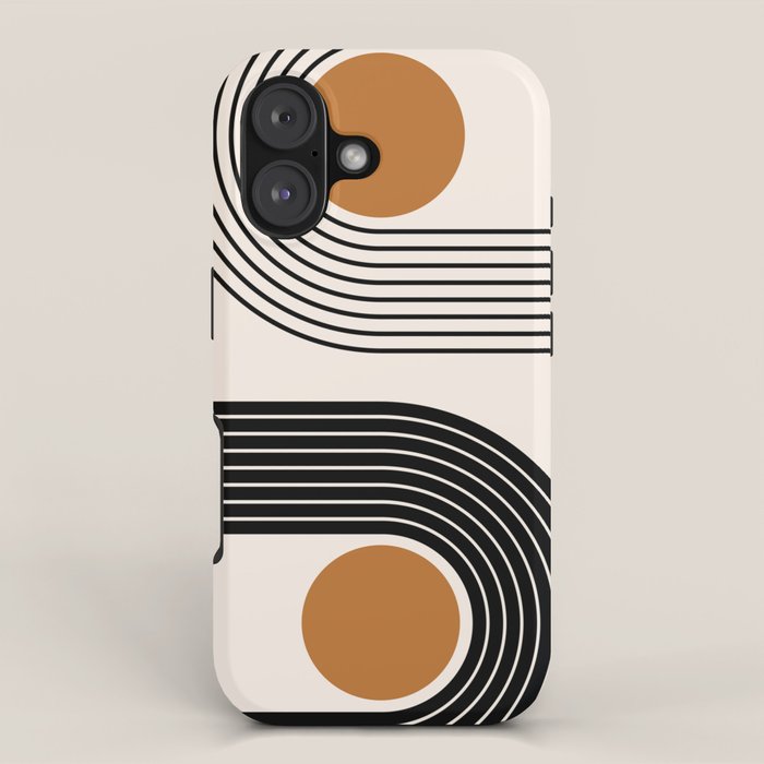 Minimalist Minimal Nesting Rainbow Race Tracks Bohemian Boho Mid Century Modern Trendy Art iPhone Case Gallery Image 1