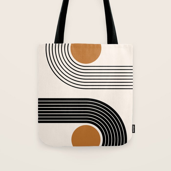 Minimalist Minimal Nesting Rainbow Race Tracks Bohemian Boho Mid Century Modern Trendy Art Tote Bag Gallery Image 1