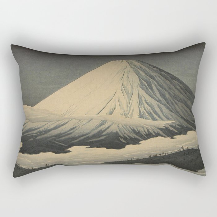 Shotei Takahashi Four Seasons of Mount Fuji Near Omuro Kawase Hasui Japanese Woodblock Print Rectangular Pillow Gallery Image 1