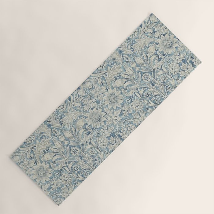 William Morris Vintage Sunflower Blue Slate & Vellum Yoga Mat Gallery Image 1