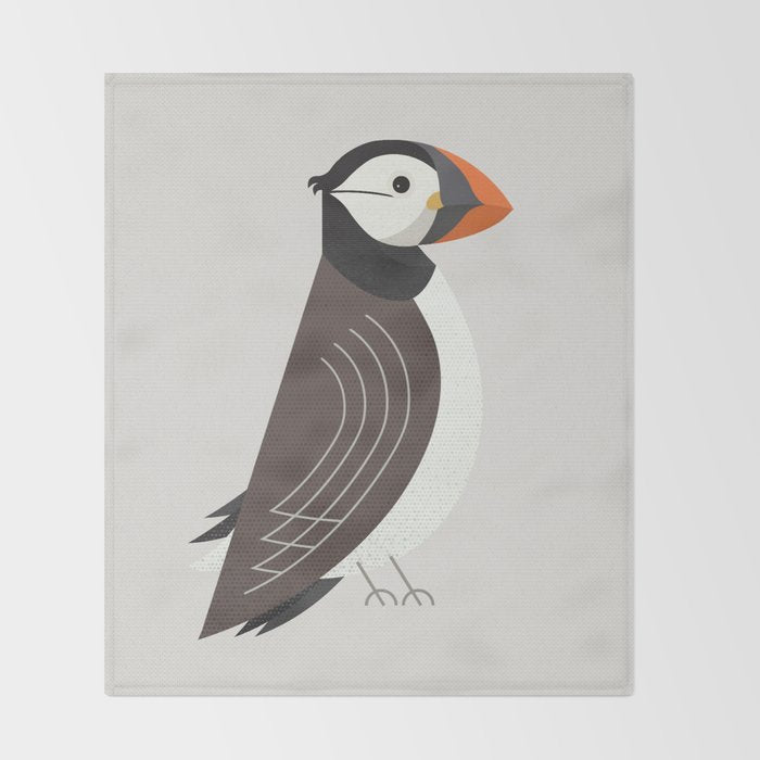 Whimsy Atlantic Puffin Throw Blanket Gallery Image 2