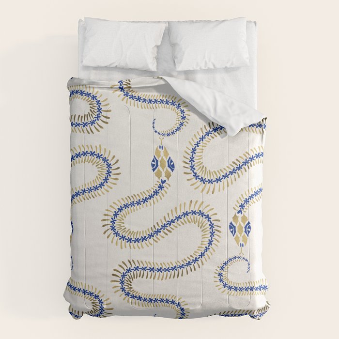 Snake Skeleton - Navy & Gold Palette Comforter Gallery Image 6