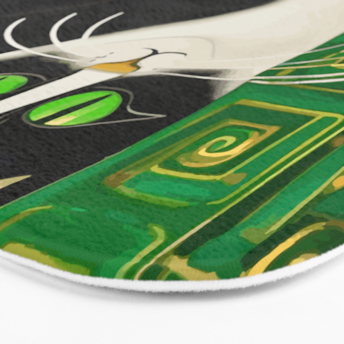 Klimt Tuxedo Cat with Green Eyes Bath Mat Gallery Image 3