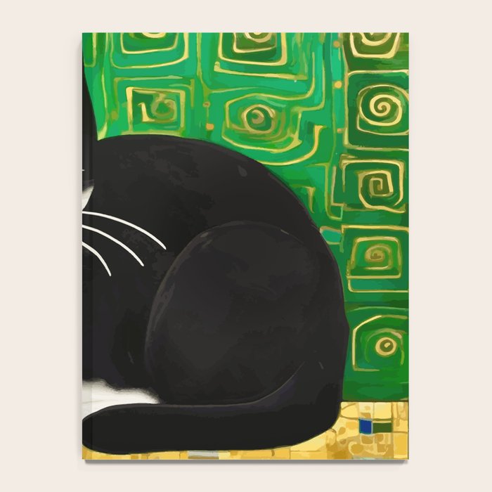 Klimt Tuxedo Cat with Green Eyes Notebook Gallery Image 4