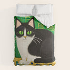 Klimt Tuxedo Cat with Green Eyes Comforter Gallery Image 6