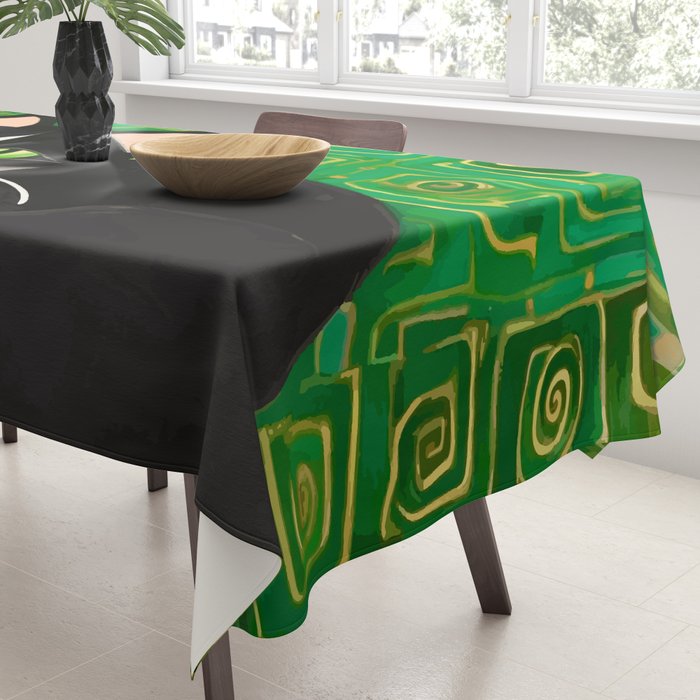 Klimt Tuxedo Cat with Green Eyes Tablecloth Gallery Image 3