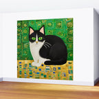 Klimt Tuxedo Cat with Green Eyes Wall Mural Gallery Image 2