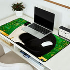 Klimt Tuxedo Cat with Green Eyes Desk Mat Gallery Image 2