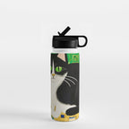 Klimt Tuxedo Cat with Green Eyes Water Bottle Gallery Image 1