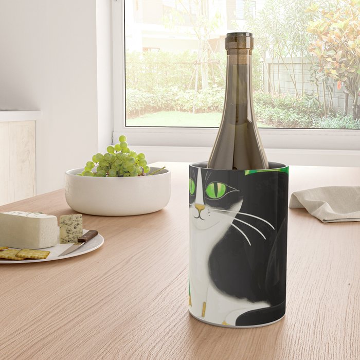 Klimt Tuxedo Cat with Green Eyes Wine Chiller Gallery Image 4