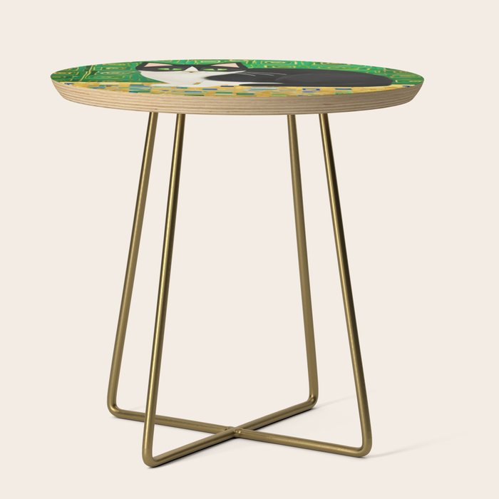 Klimt Tuxedo Cat with Green Eyes Side Table Gallery Image 1