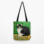 Klimt Tuxedo Cat with Green Eyes Tote Bag Gallery Image 2