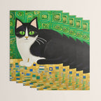 Klimt Tuxedo Cat with Green Eyes Wrapping Paper Gallery Image 3