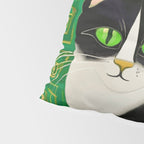 Klimt Tuxedo Cat with Green Eyes Pillow Sham Gallery Image 4