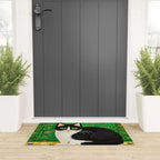 Klimt Tuxedo Cat with Green Eyes Welcome Mat Gallery Image 3