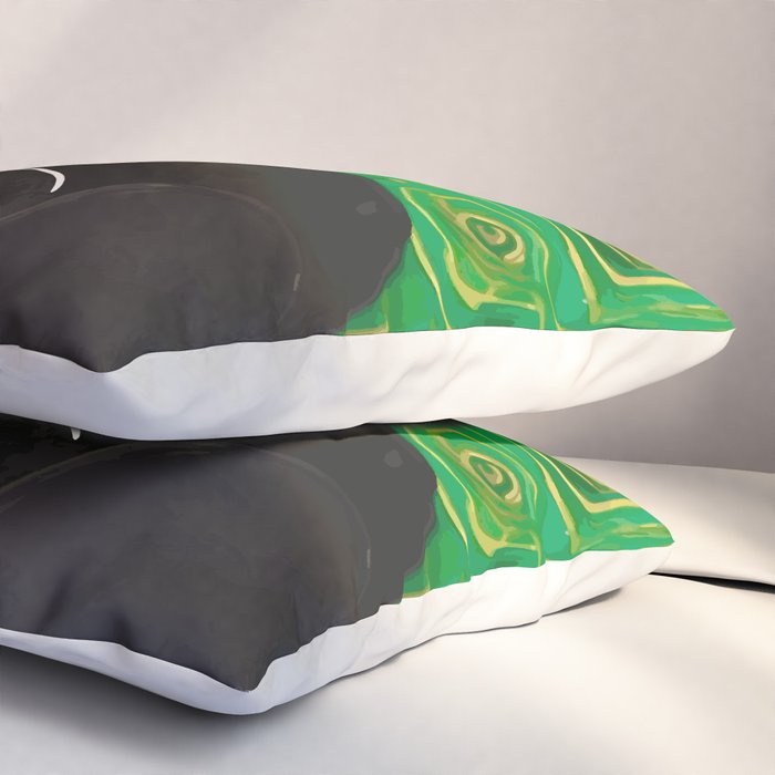 Klimt Tuxedo Cat with Green Eyes Pillow Sham Gallery Image 3