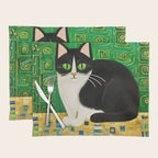 Klimt Tuxedo Cat with Green Eyes Placemat Gallery Image 1