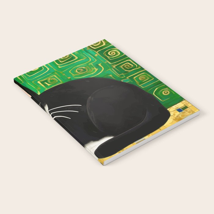 Klimt Tuxedo Cat with Green Eyes Notebook Gallery Image 2