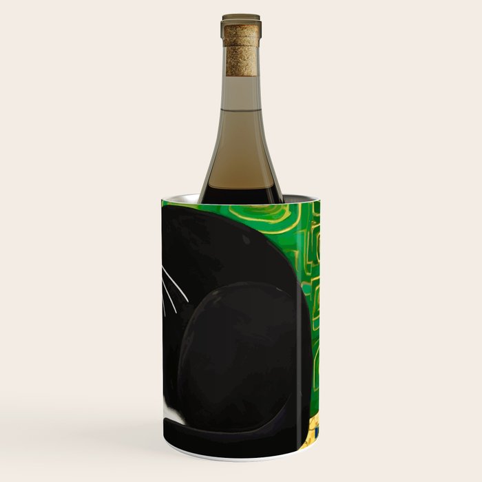 Klimt Tuxedo Cat with Green Eyes Wine Chiller Gallery Image 3