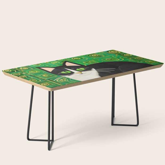 Klimt Tuxedo Cat with Green Eyes Coffee Table Gallery Image 1