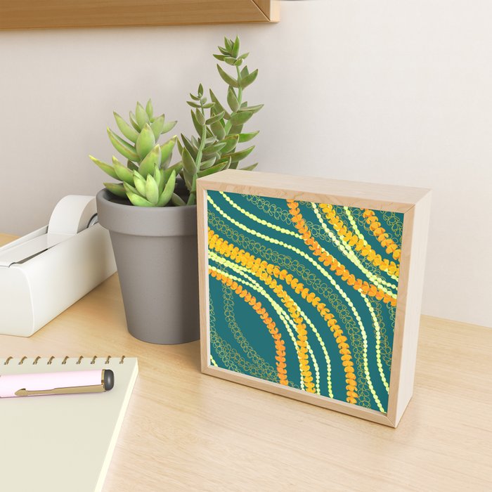 Puakenikeni and Pikake Lei on Teal Mini Art Print Gallery Image 2