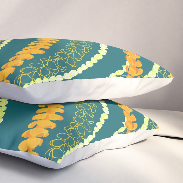 Puakenikeni and Pikake Lei on Teal Pillow Sham Gallery Image 3