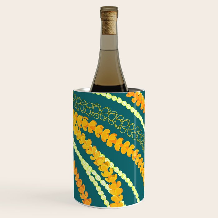 Puakenikeni and Pikake Lei on Teal Wine Chiller Gallery Image 1