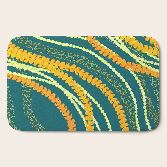 Puakenikeni and Pikake Lei on Teal Bath Mat Gallery Image 2