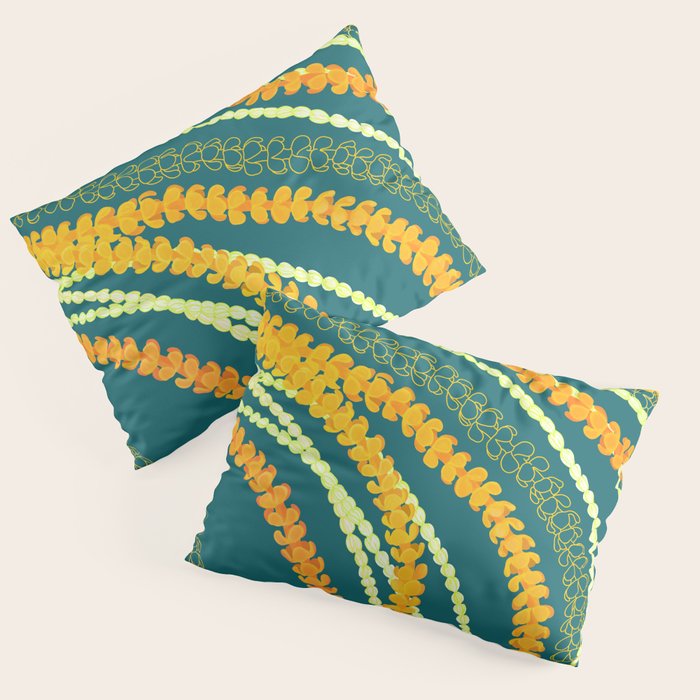 Puakenikeni and Pikake Lei on Teal Pillow Sham Gallery Image 1
