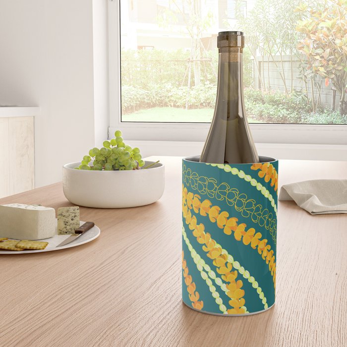 Puakenikeni and Pikake Lei on Teal Wine Chiller Gallery Image 4