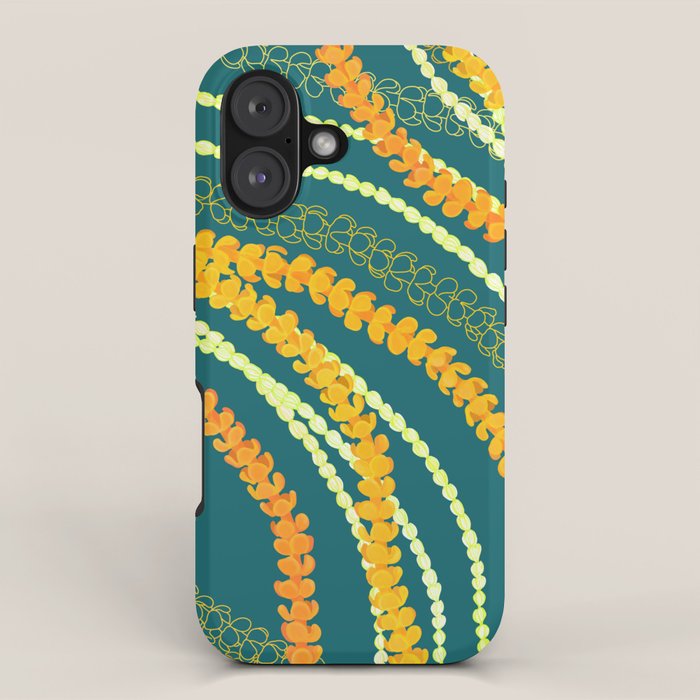 Puakenikeni and Pikake Lei on Teal iPhone Case Gallery Image 1