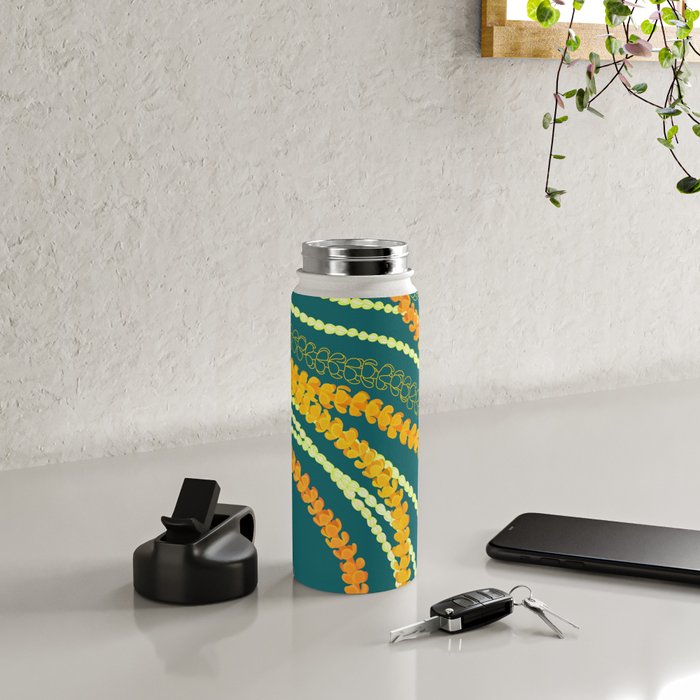 Puakenikeni and Pikake Lei on Teal Water Bottle Gallery Image 4