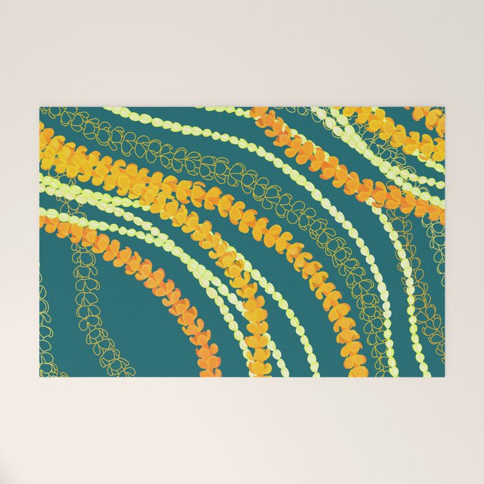 Puakenikeni and Pikake Lei on Teal Welcome Mat Gallery Image 1