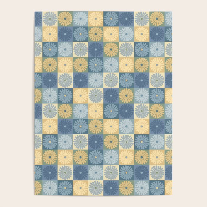 Retro Flowers Check Pattern VII Poster Gallery Image 4