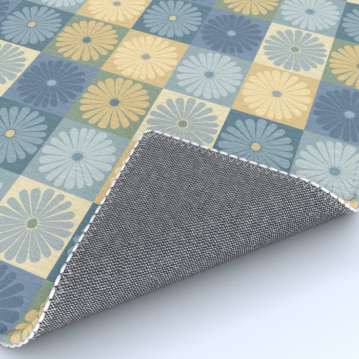 Retro Flowers Check Pattern VII Rug Gallery Image 4