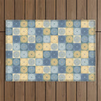 Retro Flowers Check Pattern VII Outdoor Rug Gallery Image 1