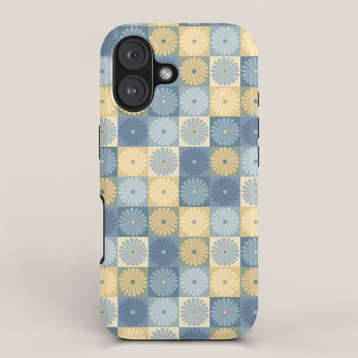 Retro Flowers Check Pattern VII iPhone Case Gallery Image 1