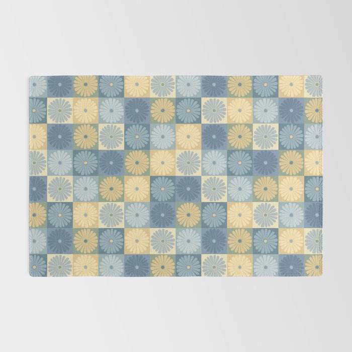 Retro Flowers Check Pattern VII Rug Gallery Image 2