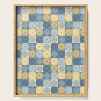 Retro Flowers Check Pattern VII Serving Tray Gallery Image 1