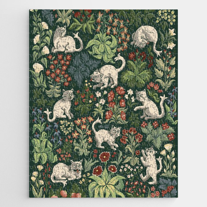 Ugly Medieval Cats Millefleur Jigsaw Puzzle Gallery Image 1